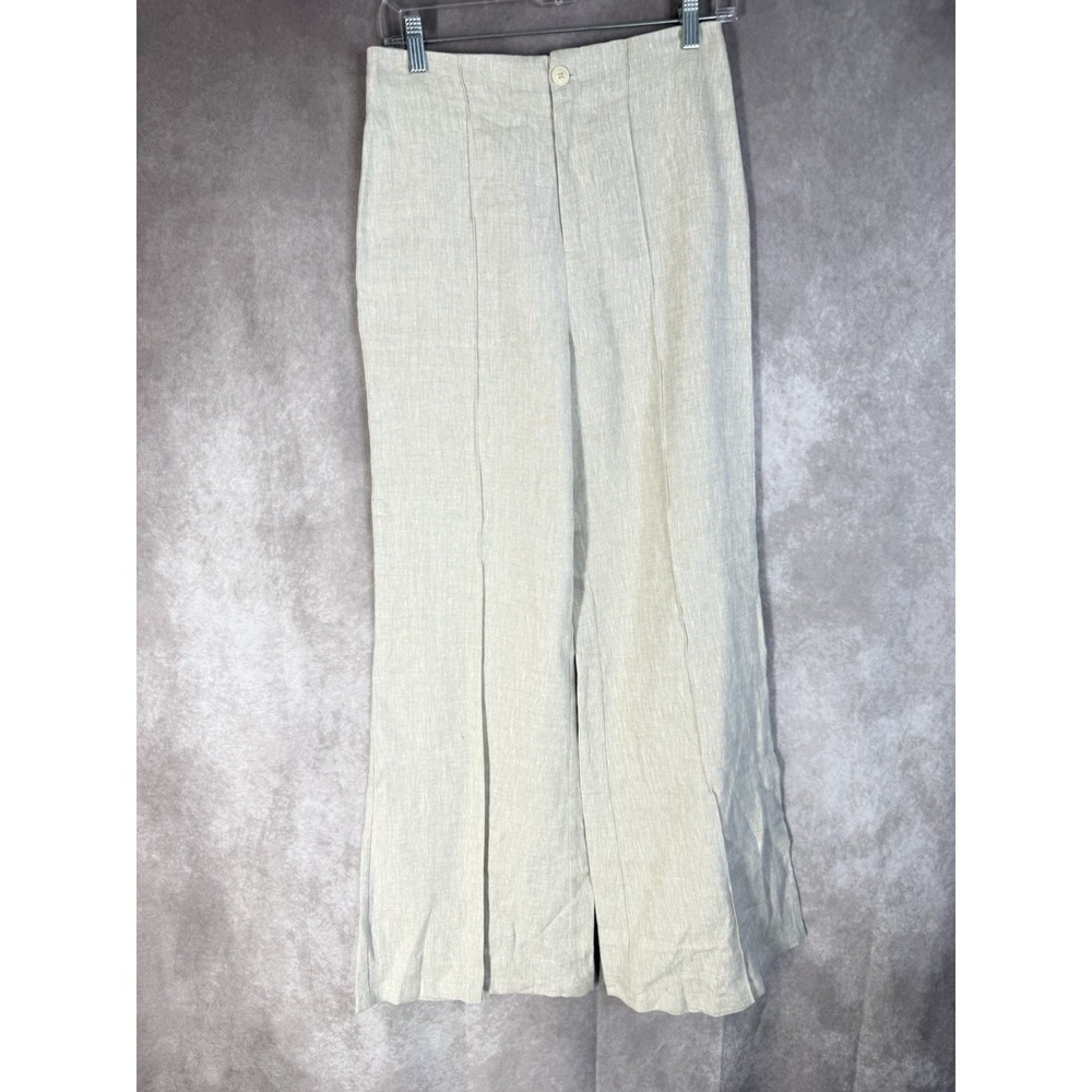 Reformation Front Seam Wide Leg Linen Pants In Oatmeal Women's Size 4